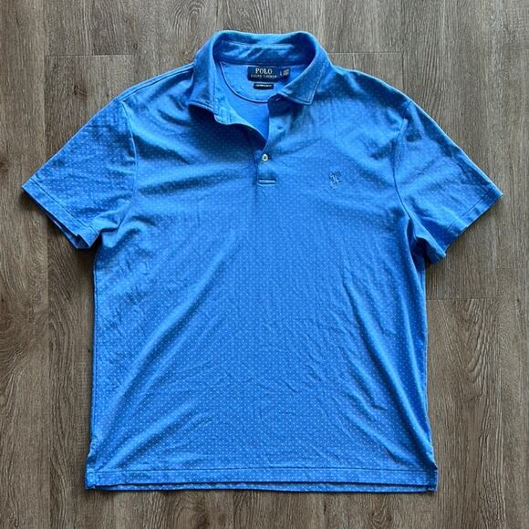 Polo by Ralph Lauren Men's Blue Polka Dot Short Sleeve Polo Size Large - Picture 1 of 5